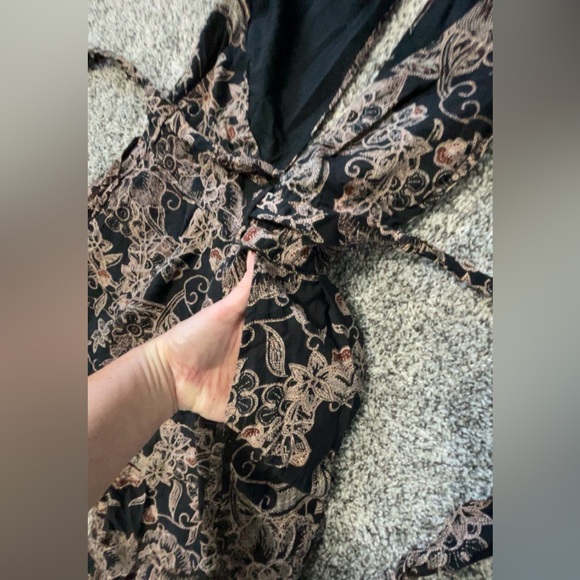 Free People Kissing Sunlight Halter Top Wide Leg Jumpsuit Black Floral Sz Small - Picture 9 of 16